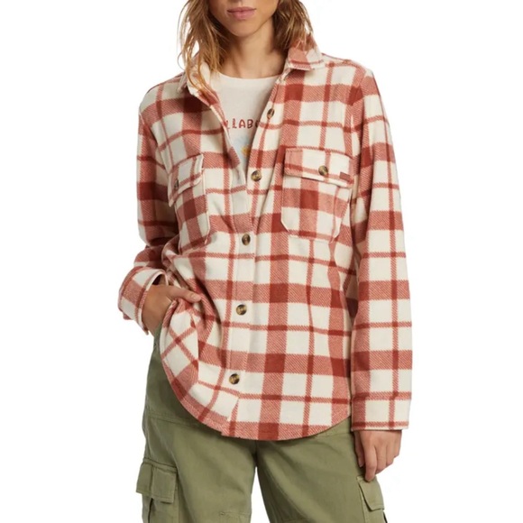 NATURAL REFLECTIONS • Apple Butter Sherpa Plaid Shirt Jacket - Picture 4 of 6